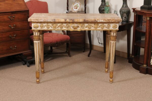 Late 18th Century Italian Painted and Parcel Gilt Neoclassical Console with Veneered Marble Top, ca. 1790 - Image 16