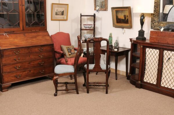 Pair of Dutch 18th Century Walnut Side Chairs with Marquetry Inlay & Pad Feet - Image 13