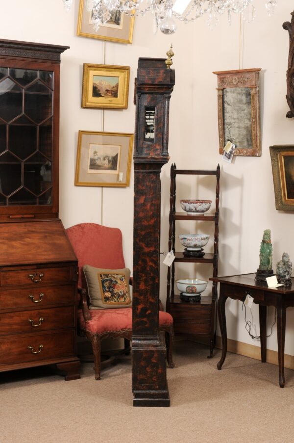 George III Chinoserie Lacquered Tallcase Clock with Faux Tortoiseshell Design, Thomas Hall, ca. 1760 - Image 12