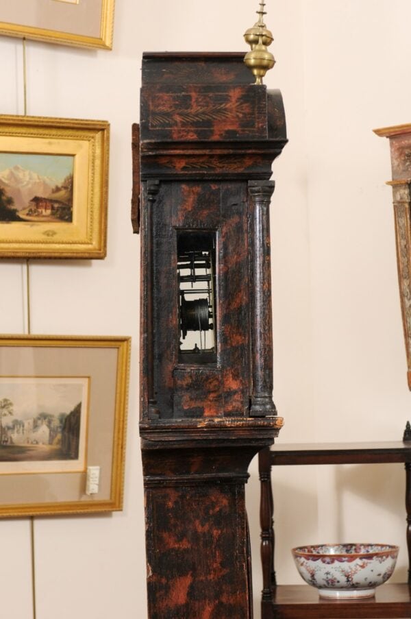George III Chinoserie Lacquered Tallcase Clock with Faux Tortoiseshell Design, Thomas Hall, ca. 1760 - Image 13