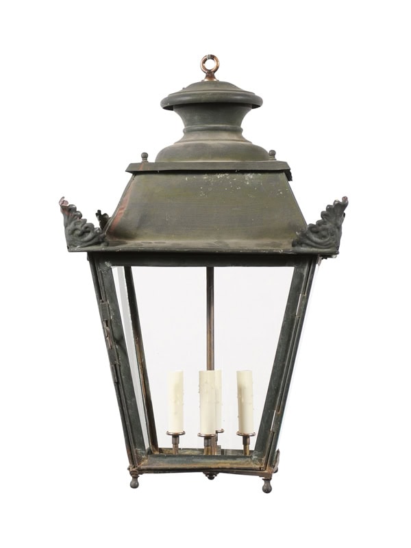 19th Century French Metal & Glass Lantern ca. 1850