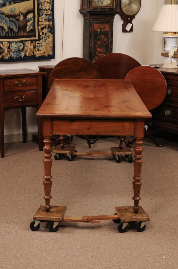 French 19th Century Fruitwood Farm Table with Turned Legs - Image 13