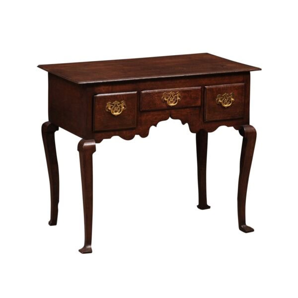 Mid 18th Century English Oak Lowboy with 3 Drawers & Pad Feet - Image 2