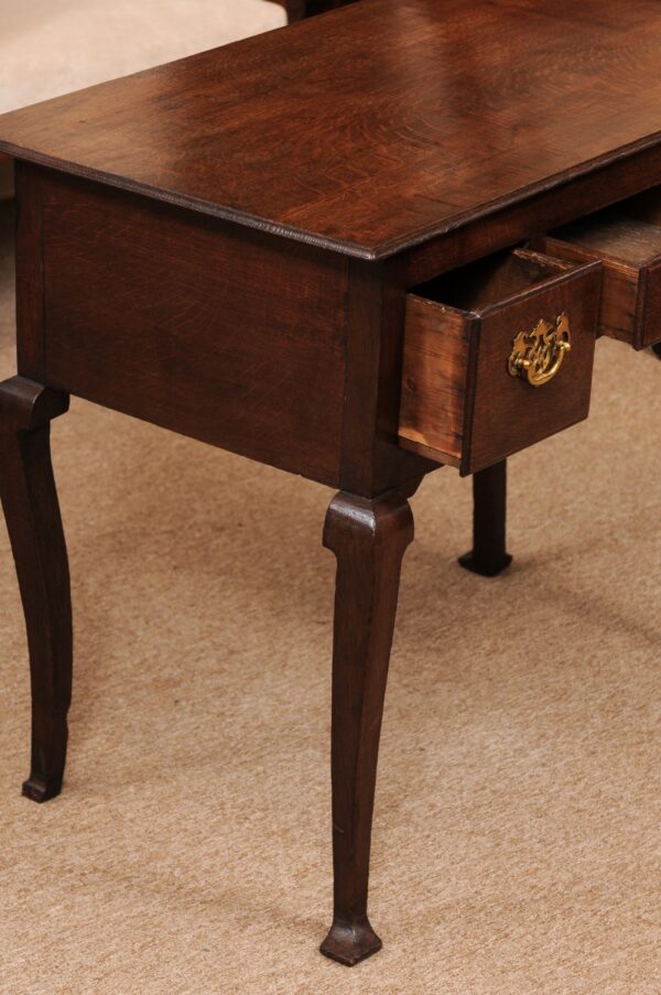 Mid 18th Century English Oak Lowboy with 3 Drawers & Pad Feet - Image 5