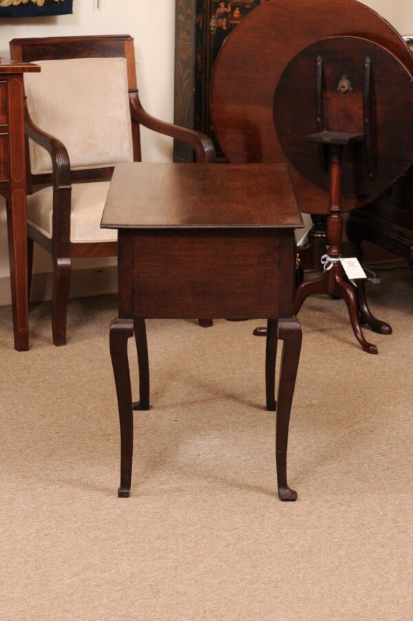Mid 18th Century English Oak Lowboy with 3 Drawers & Pad Feet - Image 7