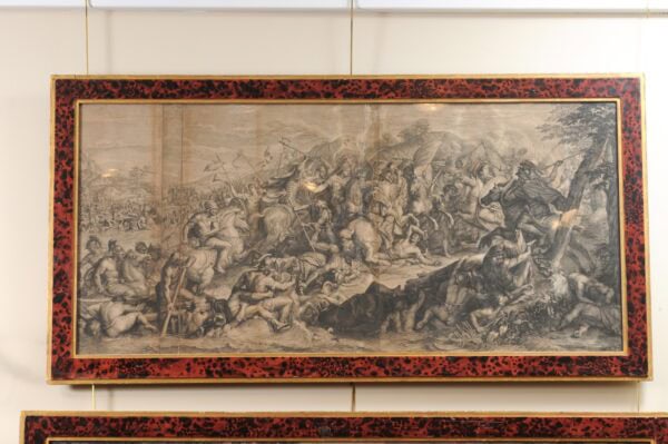 Large Pair of 18th Century Continental Battle Scene Engravings in Faux Tortoiseshell Frames - Image 10