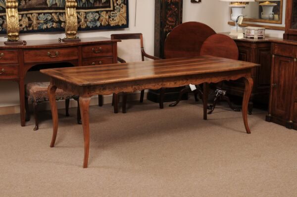 Large 19th Century French Farm Table in Walnut with Cabriole Legs and Shaped Apron - Image 13