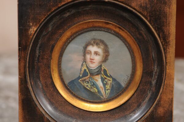 19th Century Miniature Portrait of Napolean in Wood Frame - Image 4