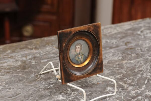 19th Century Miniature Portrait of Napolean in Wood Frame - Image 5