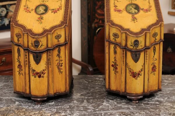 Pair of Large 18th Century English Painted Knife Boxes with Serpentine Shape - Image 16