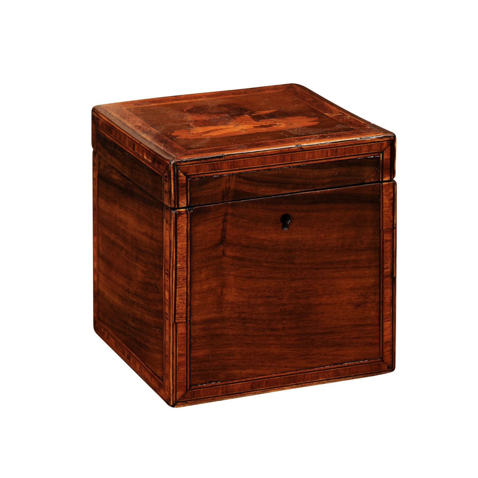 18th Century English Tea Caddy with Marquetry Inlay - Image 2