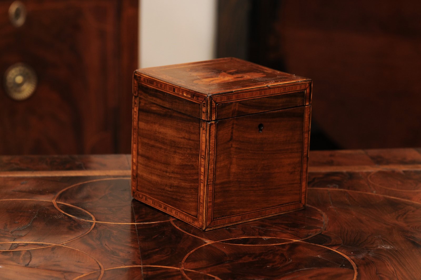 18th Century English Tea Caddy with Marquetry Inlay - Image 3