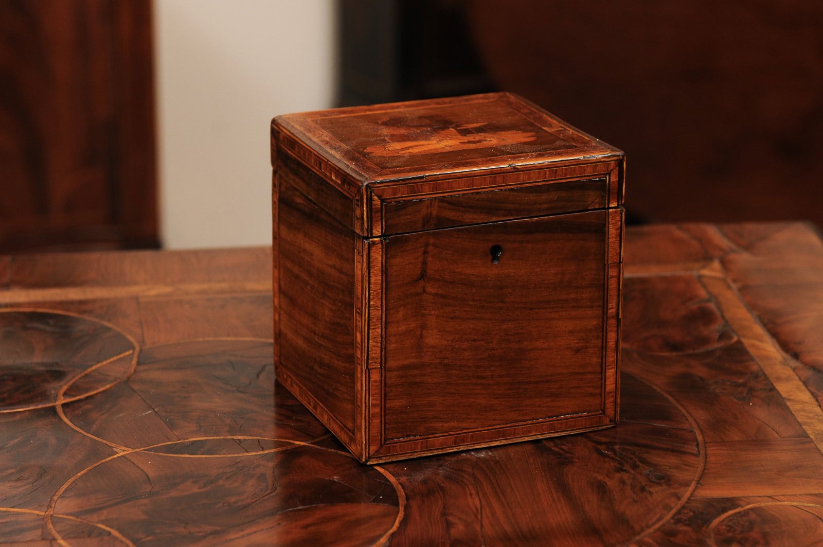 18th Century English Tea Caddy with Marquetry Inlay - Image 4