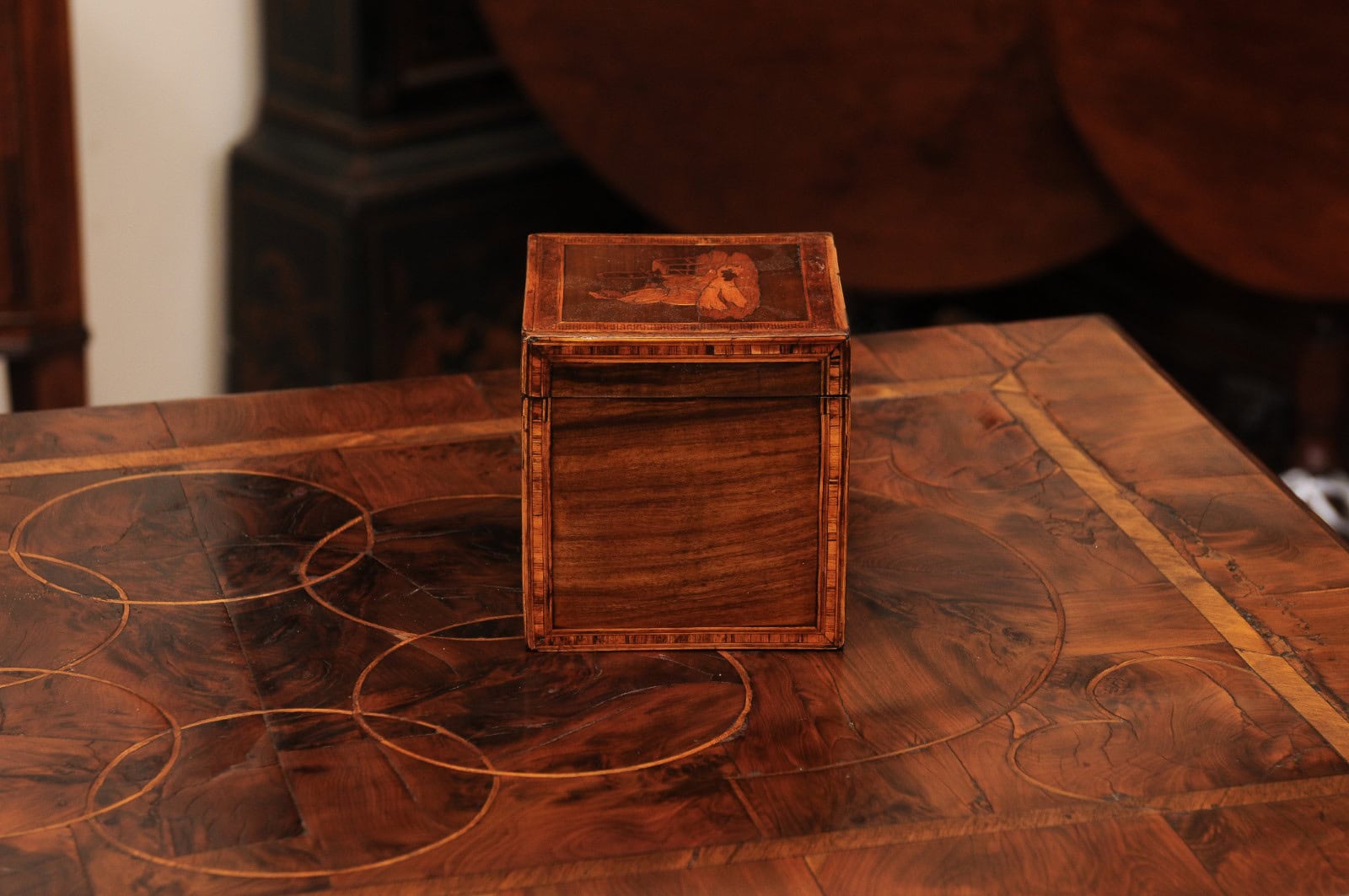 18th Century English Tea Caddy with Marquetry Inlay - Image 7