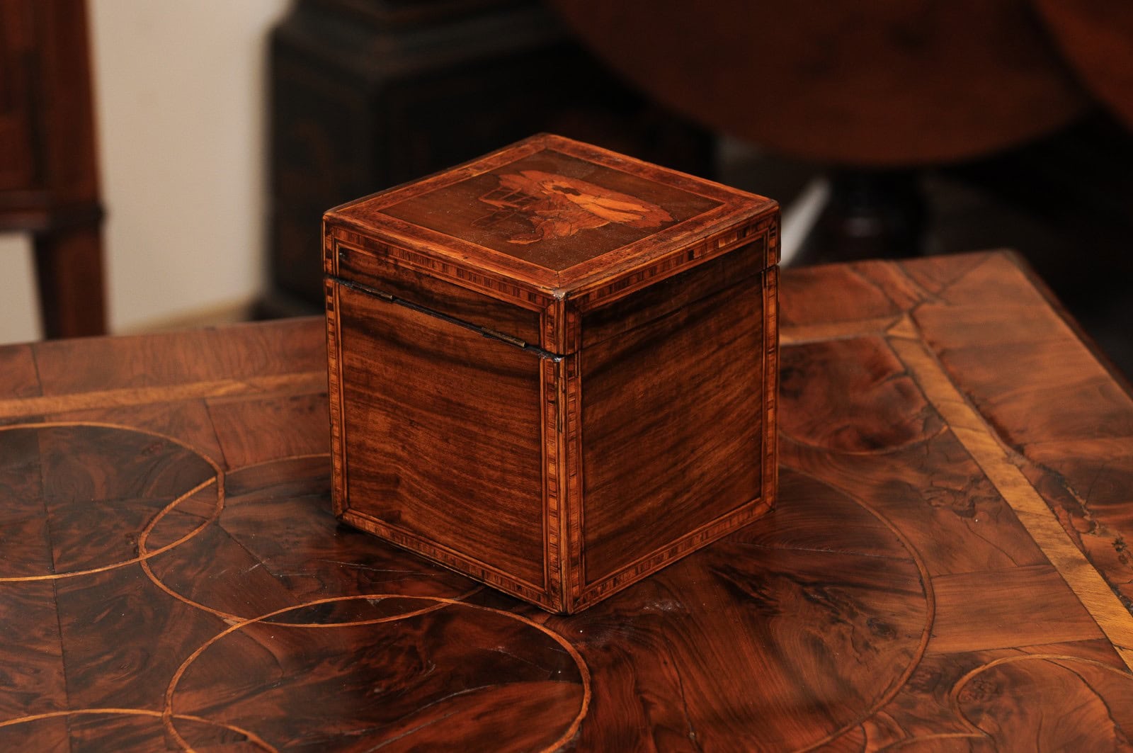 18th Century English Tea Caddy with Marquetry Inlay - Image 8