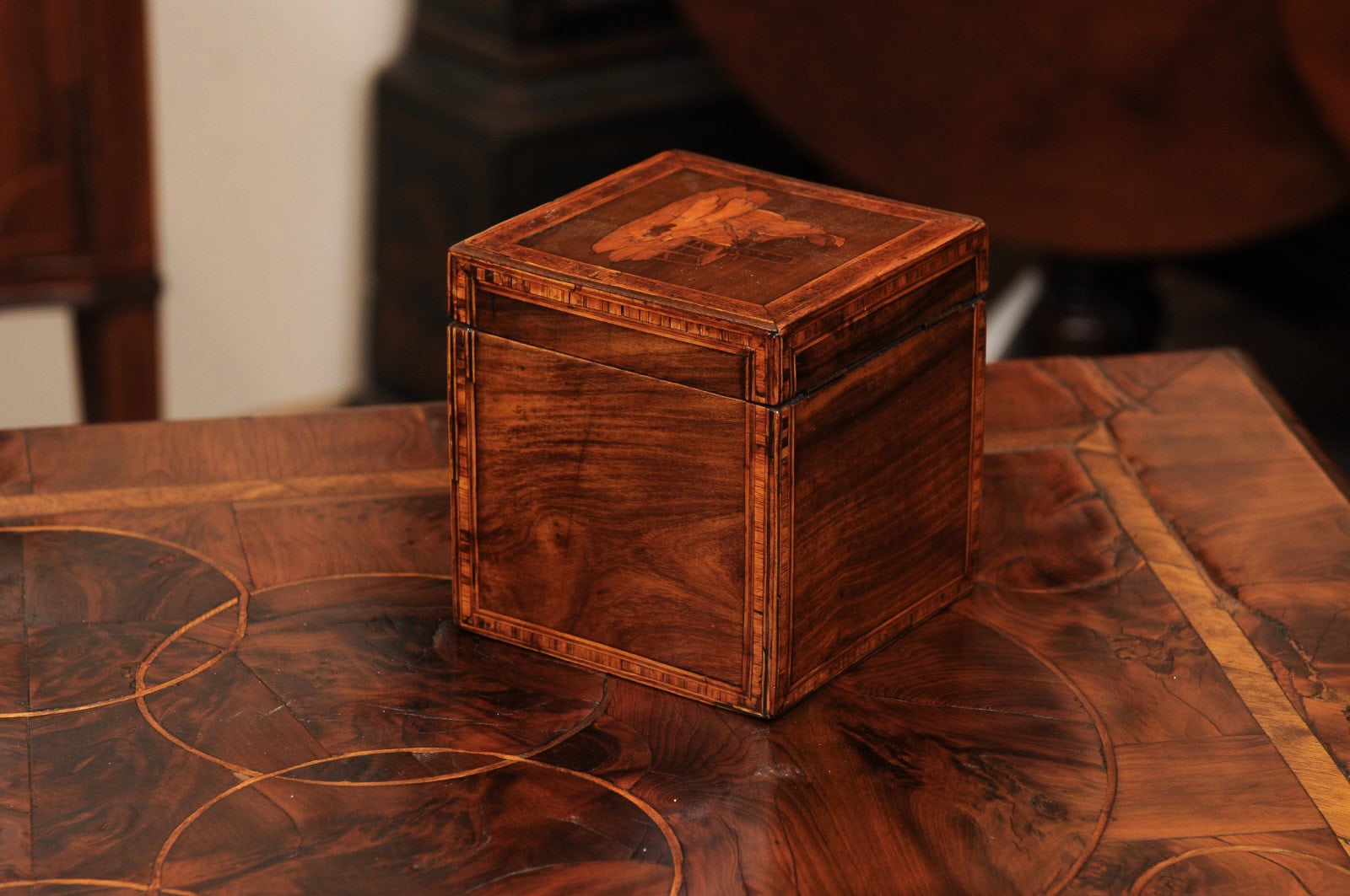 18th Century English Tea Caddy with Marquetry Inlay - Image 10