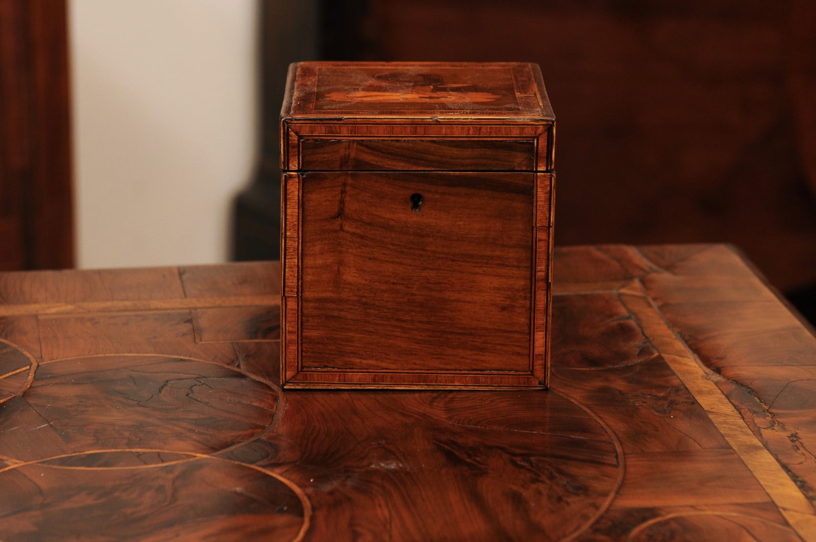 18th Century English Tea Caddy with Marquetry Inlay - Image 13