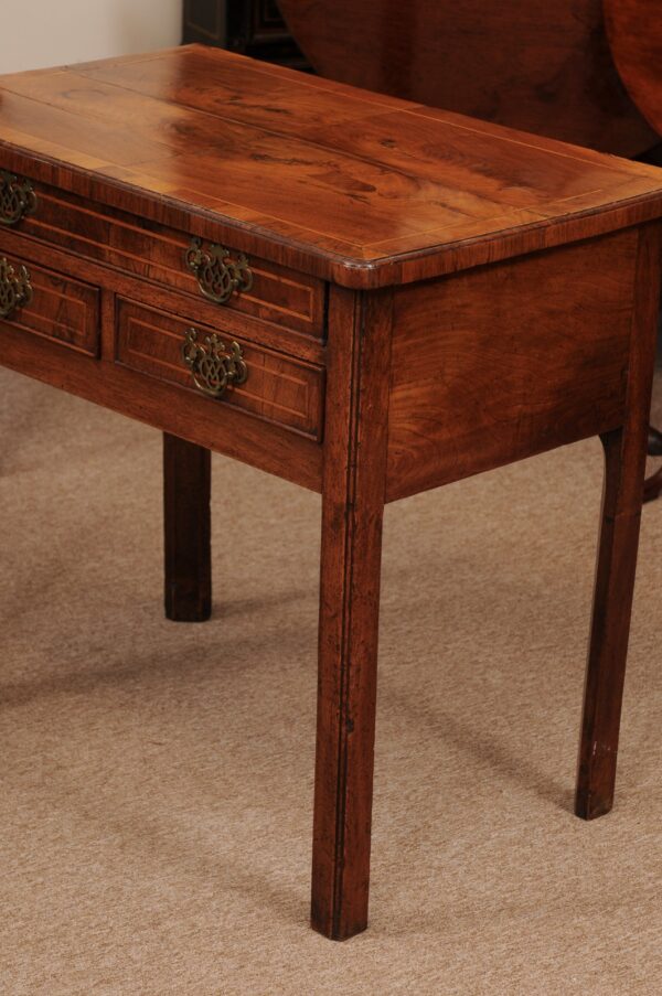 18th Century English Walnut Lowboy with 3 Drawers & Crossbanding - Image 13