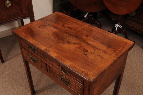 18th Century English Walnut Lowboy with 3 Drawers & Crossbanding - Image 14