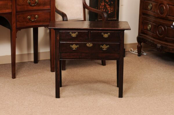 18th Century English Oak Lowboy with 3 Drawers & Square Legs - Image 13