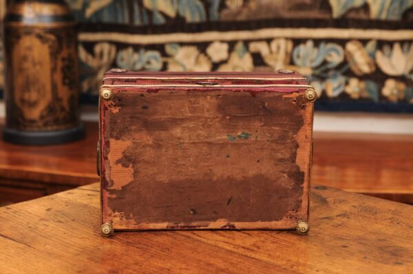 19th Century Regency Red Leather & Brass Mounted Work Box - Image 13