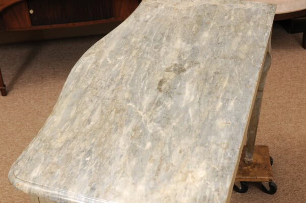 Late 18th Century French Louis XVI Green Painted Provincial Console with Pierced Frieze & Grey Marble Top - Image 13