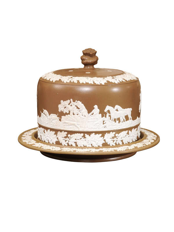 19th Century English Stoneware Cheese Dome in Brown & Cream, ca. 1860