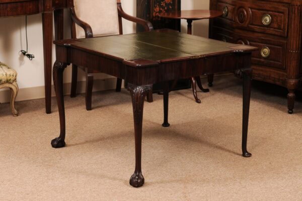 18th Century English George III Mahogany Flip Top Concertino Action Game Table with Leather Top & Chip Pockets - Image 13