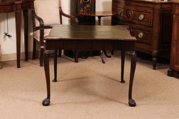 18th Century English George III Mahogany Flip Top Concertino Action Game Table with Leather Top & Chip Pockets - Image 15