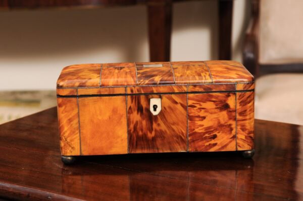 Large 19th Century English Tortoiseshell Jewelry Box / Tea Caddy - Image 14