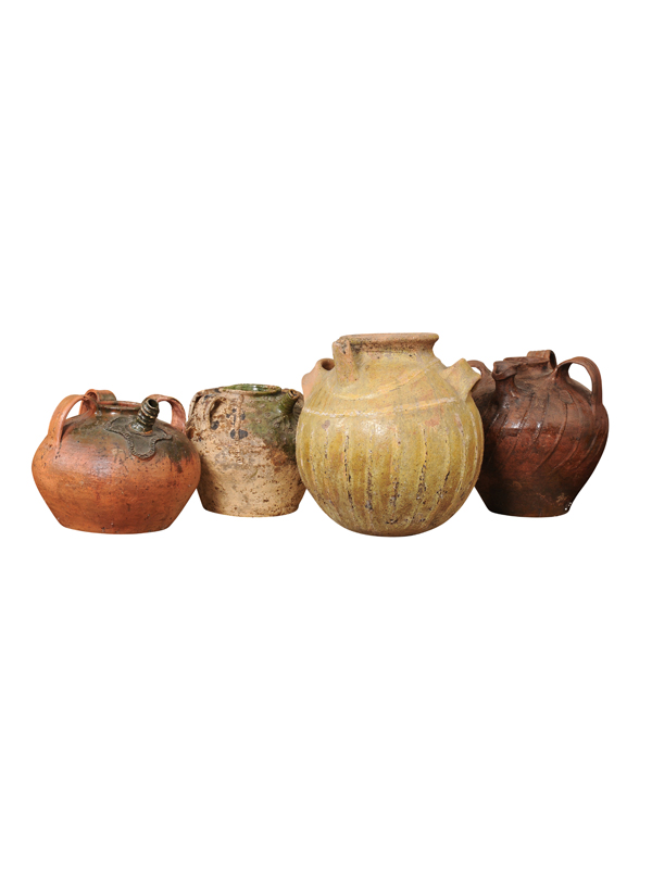 Set of 4 Large French Terracotta Olive Oil Jars, ca. 1800. PRICED PER EACH.(3 available)