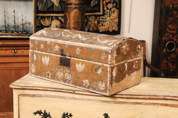 Large Early 19th Century French Painted Wood Marriage Box, Normandy ca. 1820 - Image 13