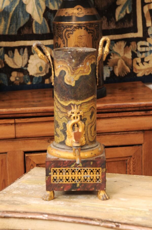 19th Century French Faux Marbleized Painted Tole Samovar, Empire Period ca. 1810 - Image 13