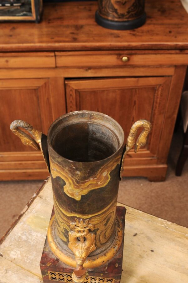 19th Century French Faux Marbleized Painted Tole Samovar, Empire Period ca. 1810 - Image 16