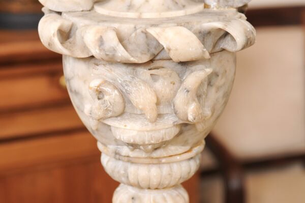 Pair of Tall Carved Marble Coupes / Cassolettes , France ca. 1890 - Image 14