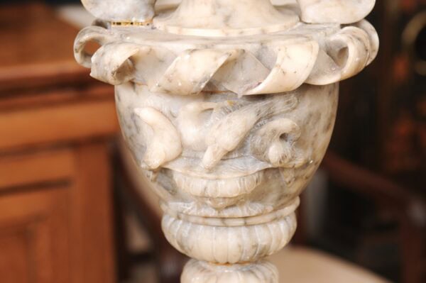 Pair of Tall Carved Marble Coupes / Cassolettes , France ca. 1890 - Image 15