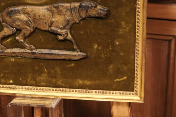 Pair of Giltwood Framed Bronze Appliques ca. 1890, Mounted on Velvet - Image 10