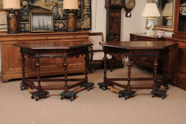 Pair of Large Late 17th Century Italian Baroque Console Tables in Walnut with Turned Legs & Ebonized Detail - Image 13