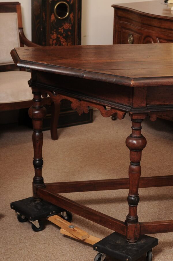 Pair of Large Late 17th Century Italian Baroque Console Tables in Walnut with Turned Legs & Ebonized Detail - Image 15