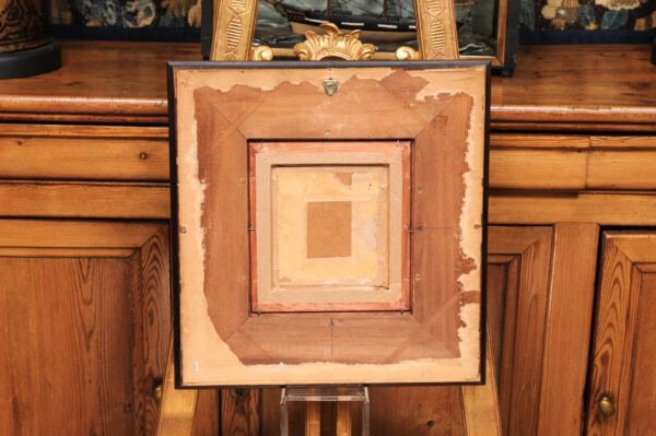 Framed Impressionist Oil on Board Beach Side Painting with Red Parasol ca. 1900 - Image 13