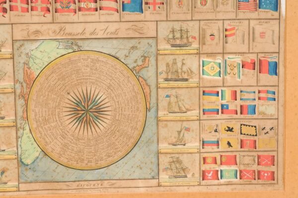 Framed Early 19th Century Engraving & Watercolor of Flags - Image 13