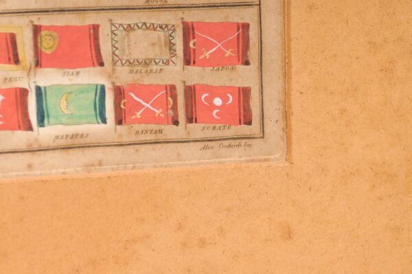 Framed Early 19th Century Engraving & Watercolor of Flags - Image 16