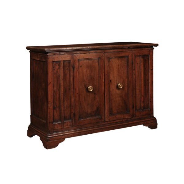 17th Century Italian Tuscan Walnut Credenza with 2 Paneled Cabinet Doors and ending in Bracket Feet - Image 2