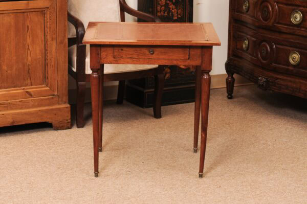 Early 19th Century Italian Fruitwood Side Table with Leather Top & Drawer - Image 14