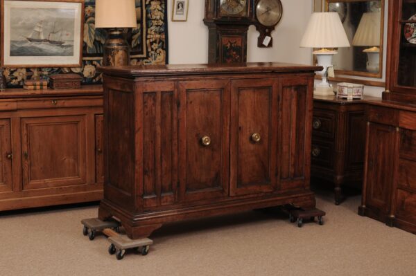 17th Century Italian Tuscan Walnut Credenza with 2 Paneled Cabinet Doors and ending in Bracket Feet - Image 3