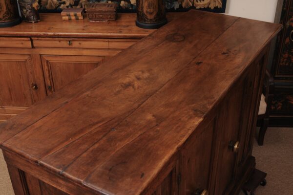 17th Century Italian Tuscan Walnut Credenza with 2 Paneled Cabinet Doors and ending in Bracket Feet - Image 6