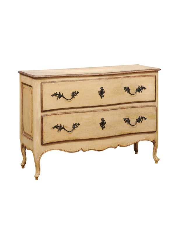 Mid 18th Century Italian Yellow Painted Rococo Commode