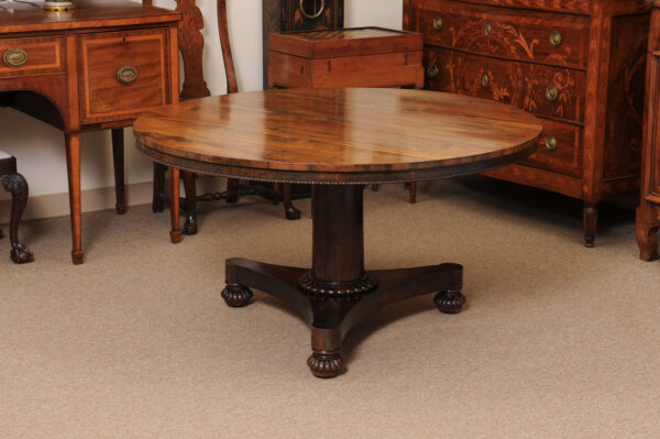 19th Century English Rosewood Center Table with Pedestal Base - Image 9