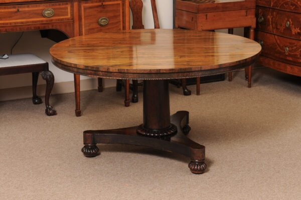 19th Century English Rosewood Center Table with Pedestal Base - Image 10