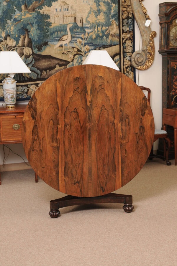 19th Century English Rosewood Center Table with Pedestal Base - Image 13